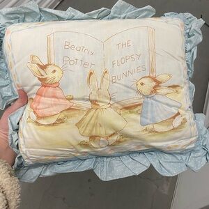 Beatrix Potter Flopsy Bunnies Pillow - Blue and Cream